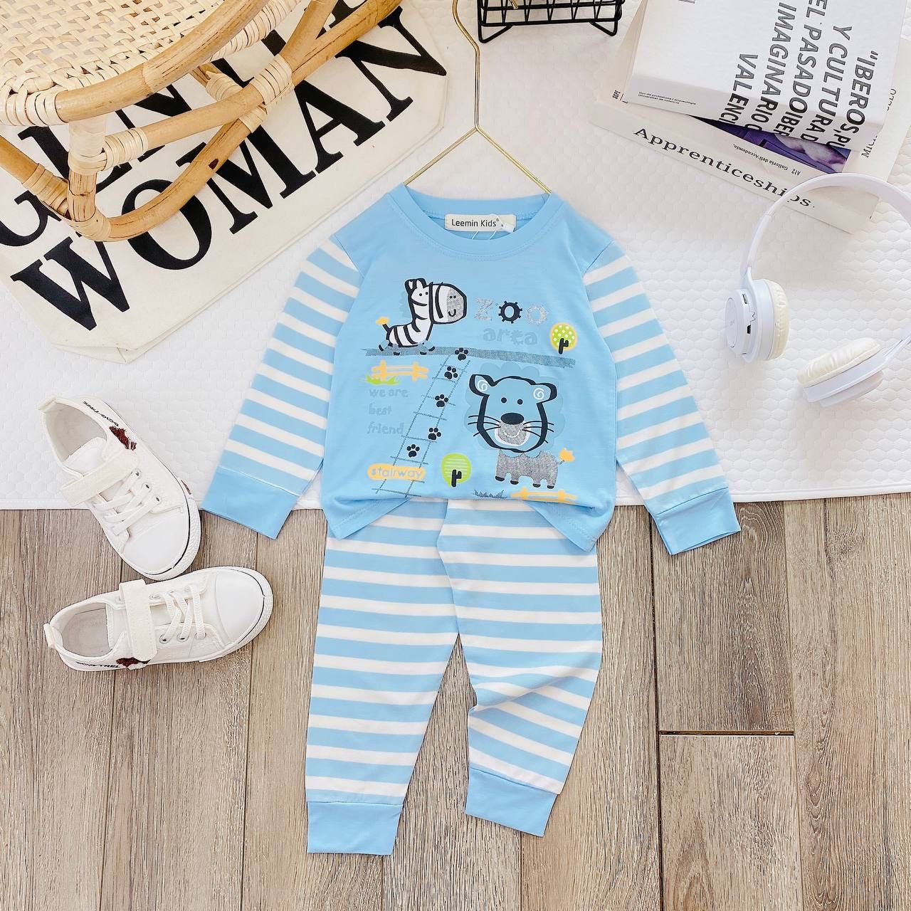 [25] Stripey Colourblock Pajamas Set (80~120)_3