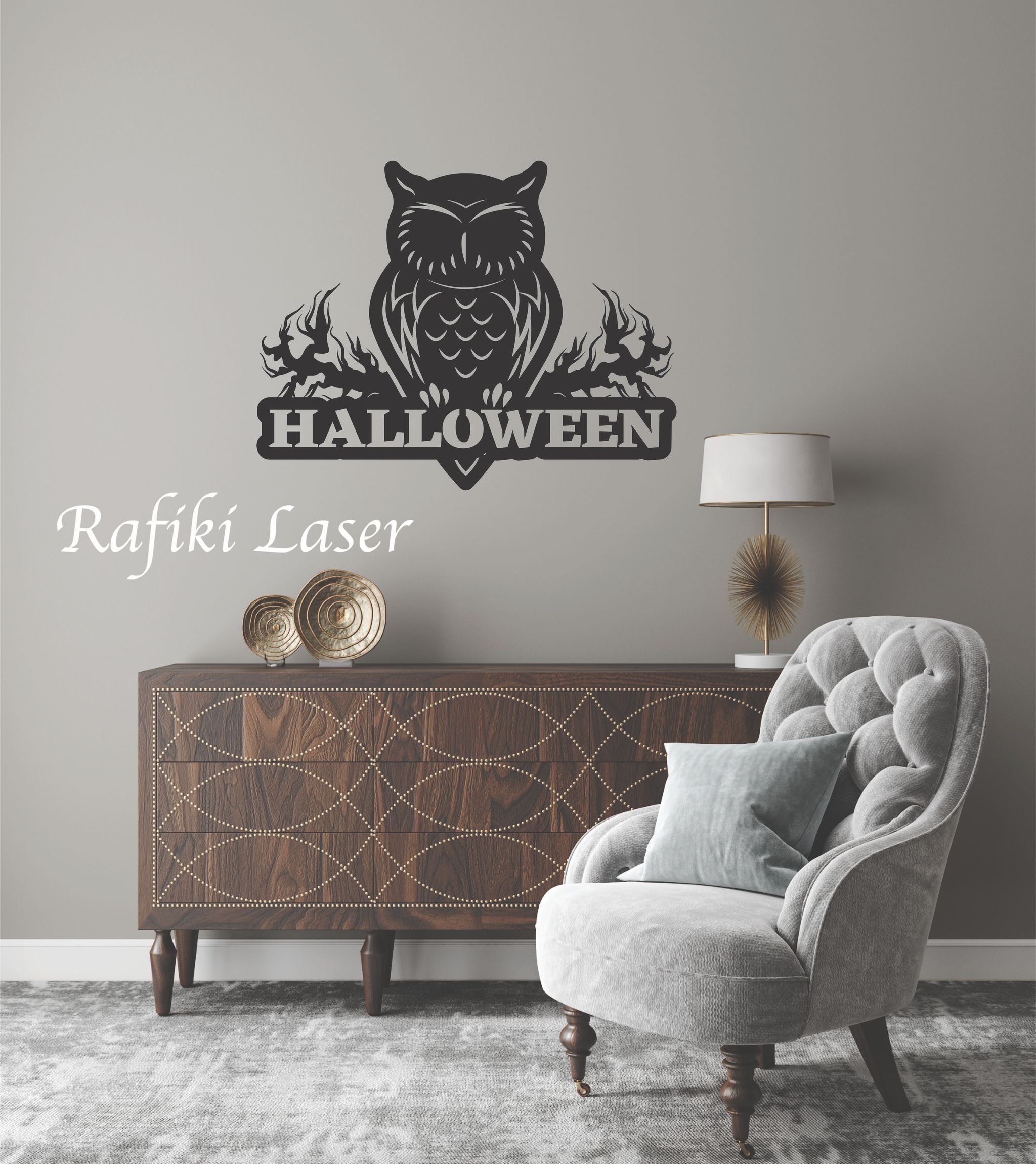 Owl Halloween Metal Wall Art Decor_0