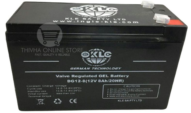 12V 8AH/20HR  Valve Regulated GEL Battery - KLE_0