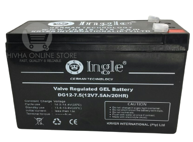 12V 7.5AH/20HR  Valve Regulated GEL Battery - INGLE_0