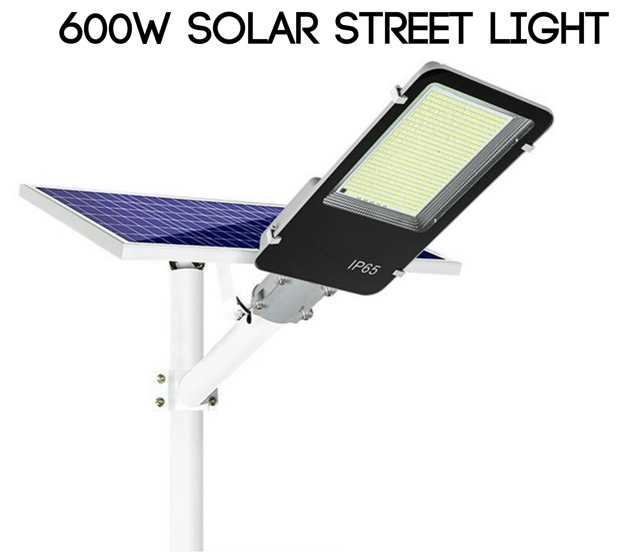 600W Solar Street Light with Remote, Bracket & Pole_0