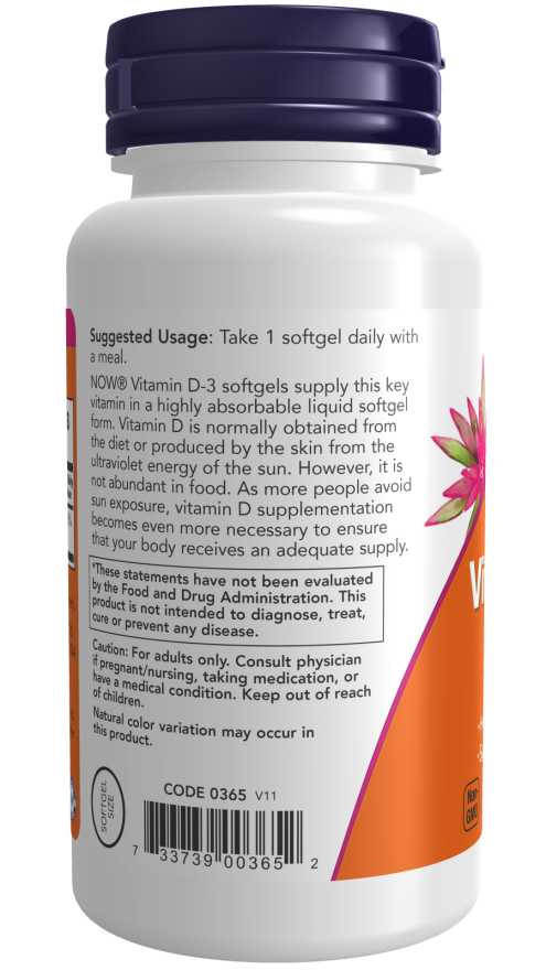 NOW VITAMIN D-3 1,000IU 180 SOFTGELS_1