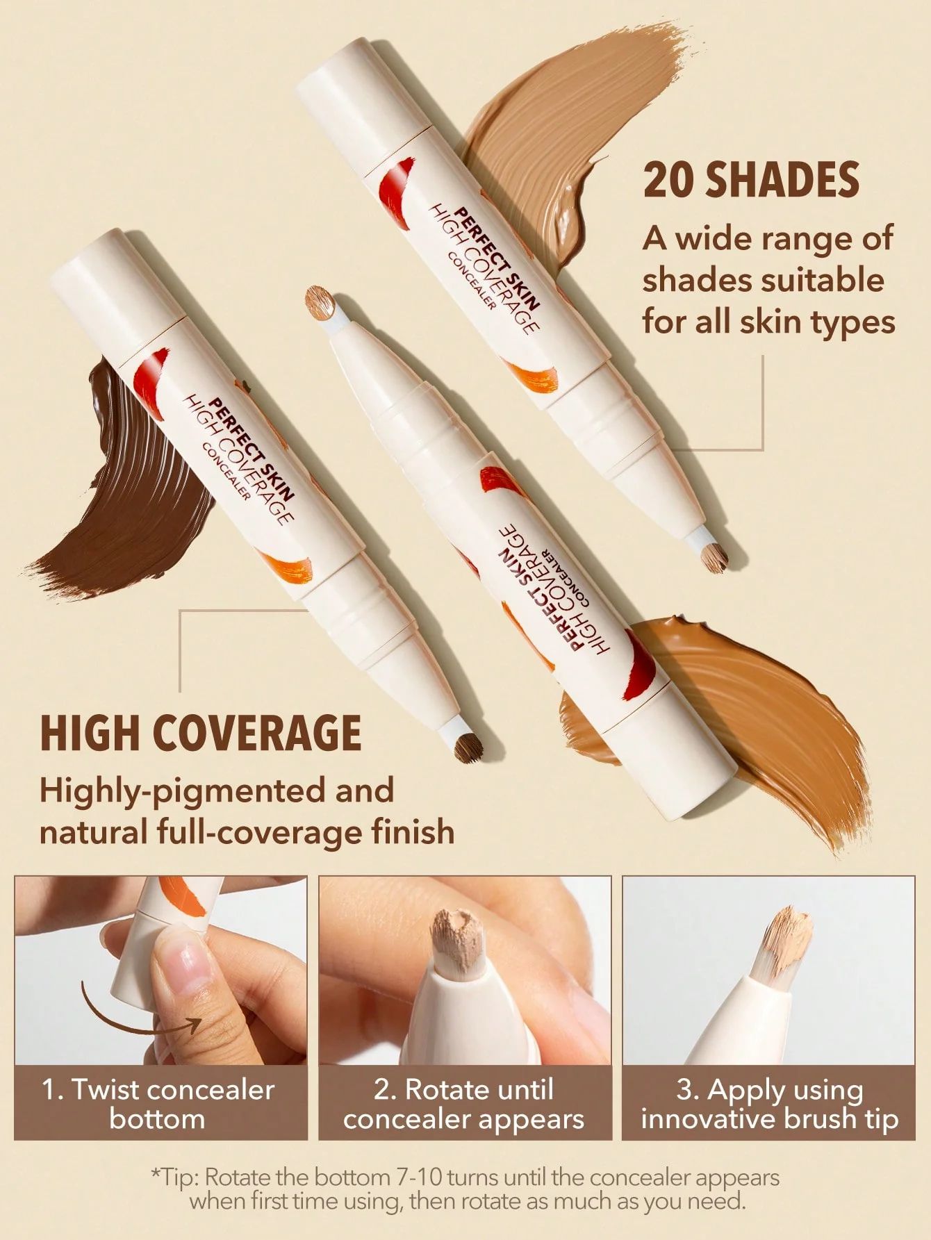 SHEGLAM Perfect Skin High Coverage Concealer - Almond_8