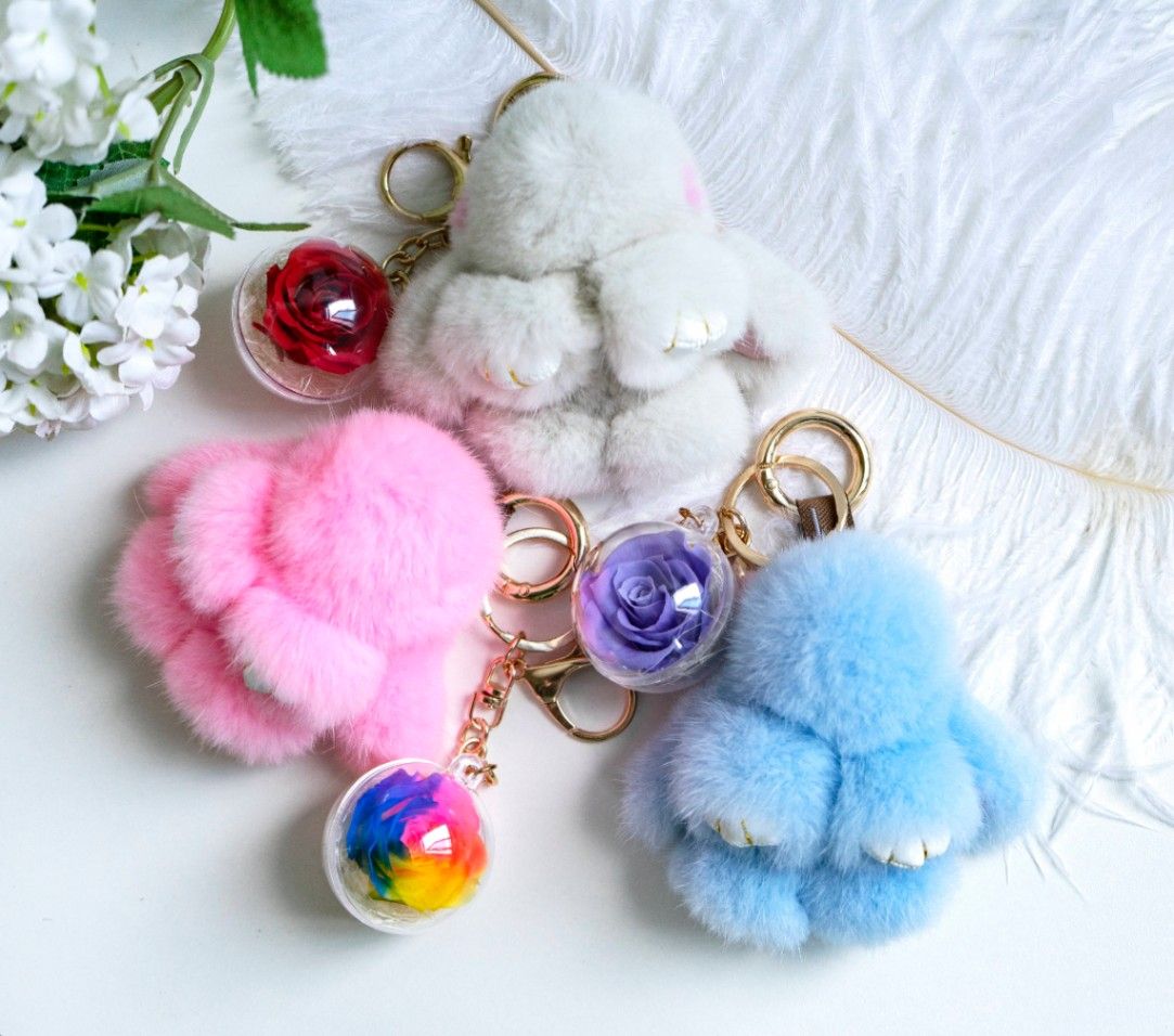 Blue Bunny Sapphire Rose Keychain_2