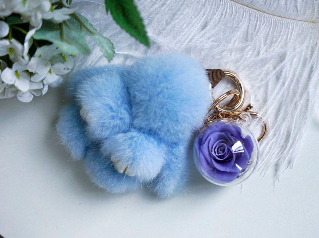 Blue Bunny Sapphire Rose Keychain_1