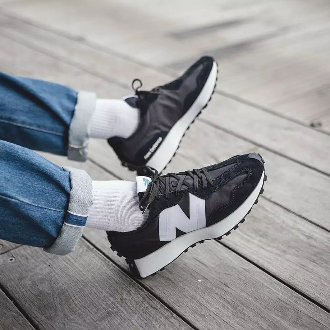 New Balance M327 in "Black White,"_0