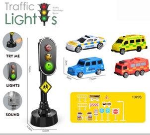 Battery operated traffic light with cars_0