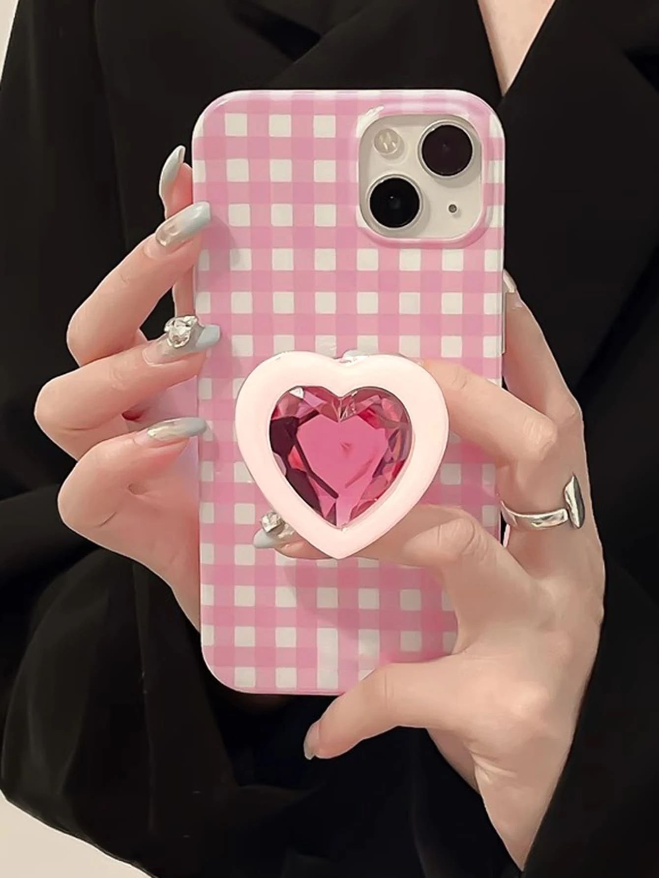 Plastic Heart Shaped Phone Stand-out Grip_0