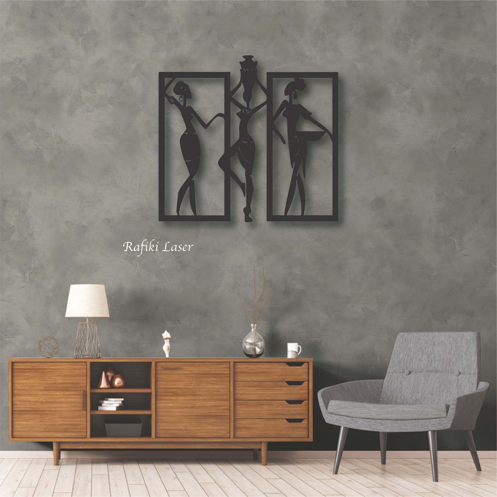African Ladies Metal Wall Art Decor_0