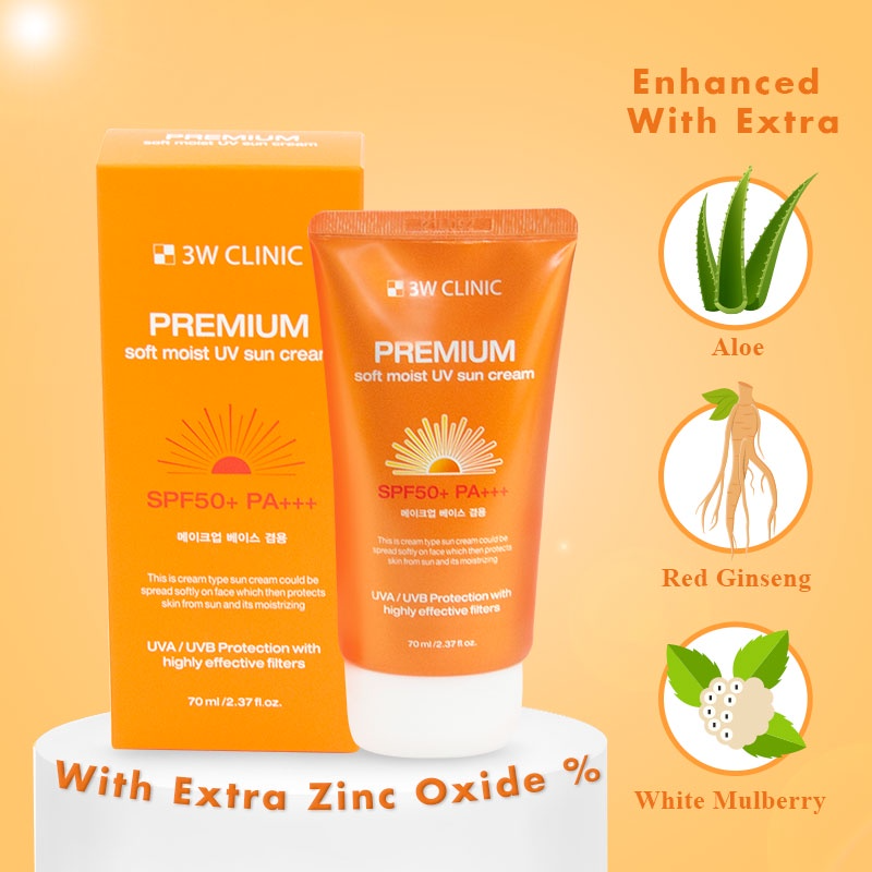 3W Clinic Premium Soft Moist UV Sun Cream SPF50+ PA+++ 70ml_1