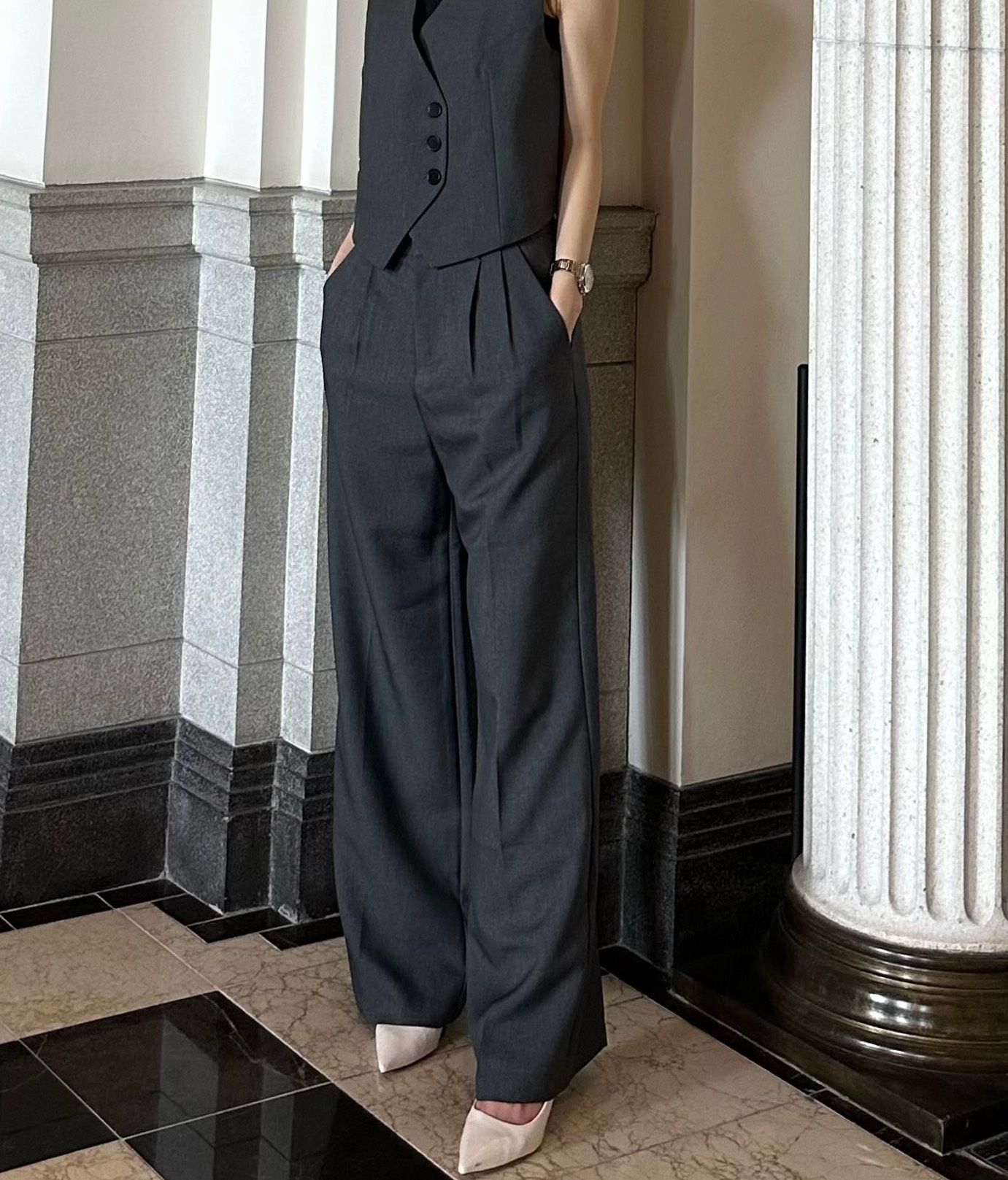 Tailored straight leg pants (GREY)_0