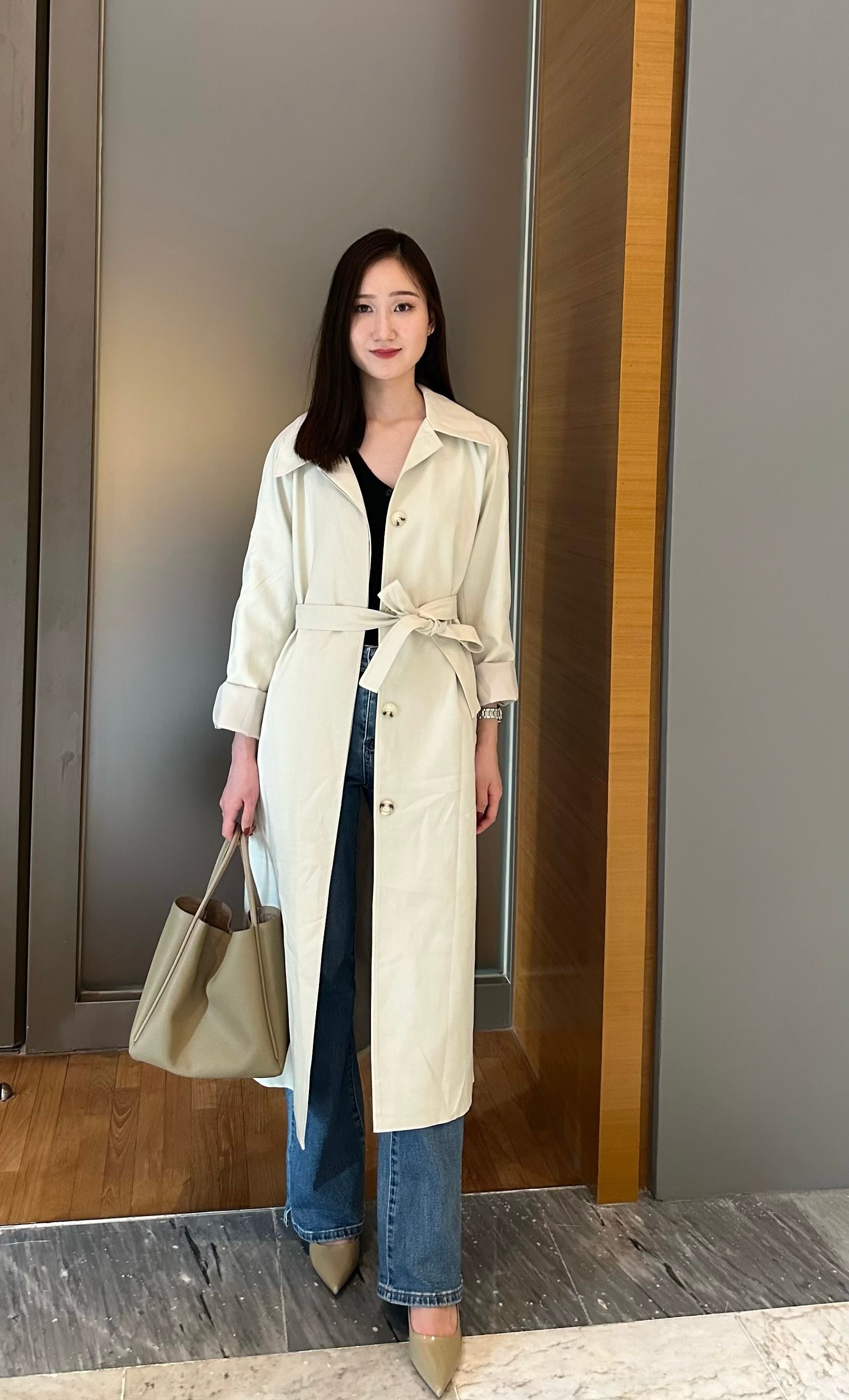 Longline trench coat (BEIGE)_0