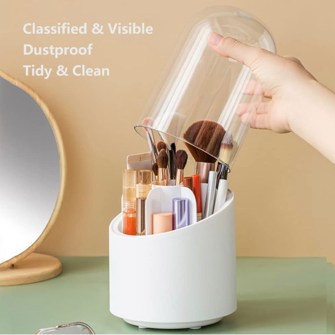 Rotating Dustproof Brush Cosmetic Holder_0