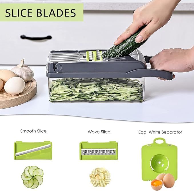 16 in 1 Multi Functional Vegetable Chopper Slicer with Spice Chopper Set 7 Blades Veggie Dicer Onion Fruit Cutter_3