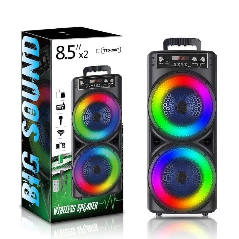 Portable Wireless Party Speakers Dual 8.5  Inch Karaoke Subwoofer Bluetooth Loudspeaker Outdoor Performance RGB Lights FM Radio TTD2807_0