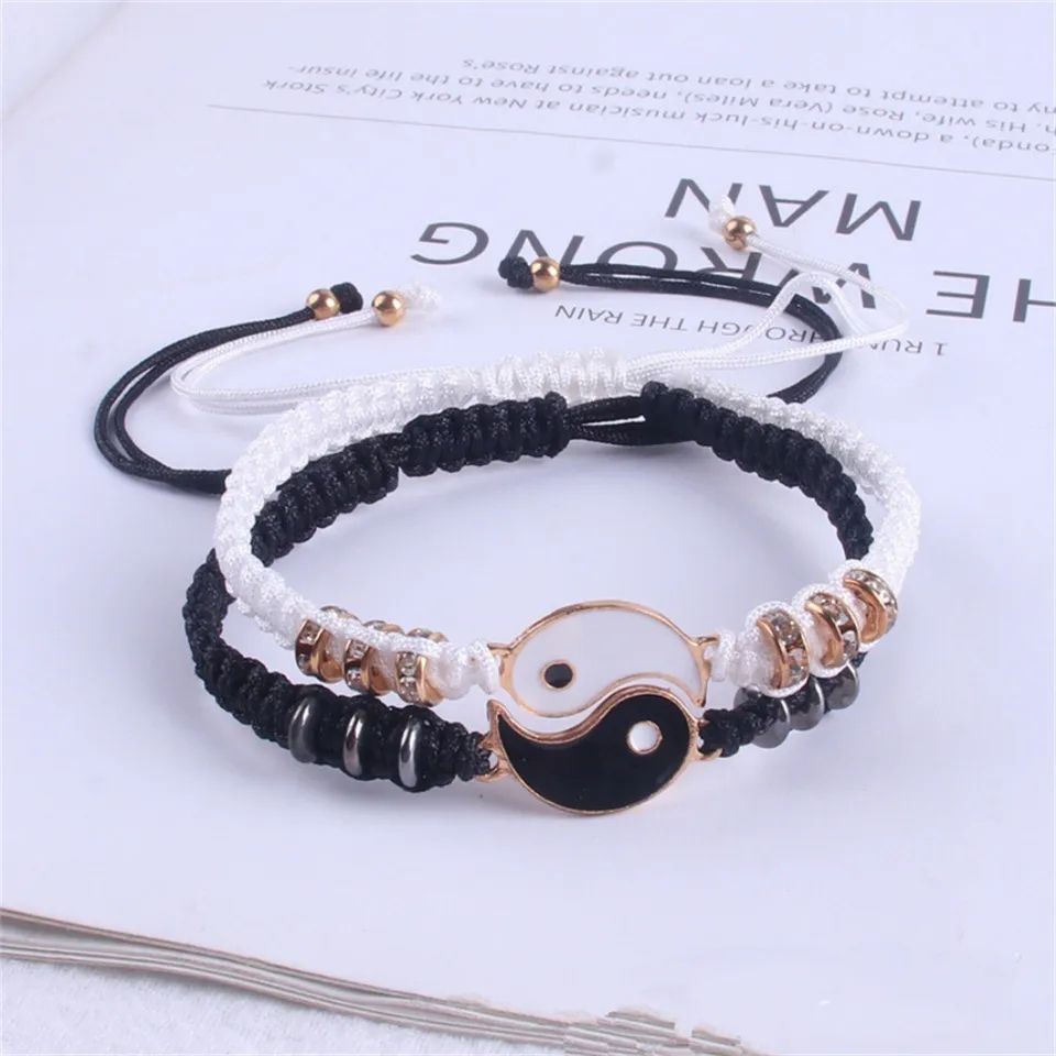 Tai Chi Yin Yang Couple Bracelet for Lover Handmade Woven Baided Rope Adjustable Bracelets Bff Friendship Bangles Jewelry Gift_4