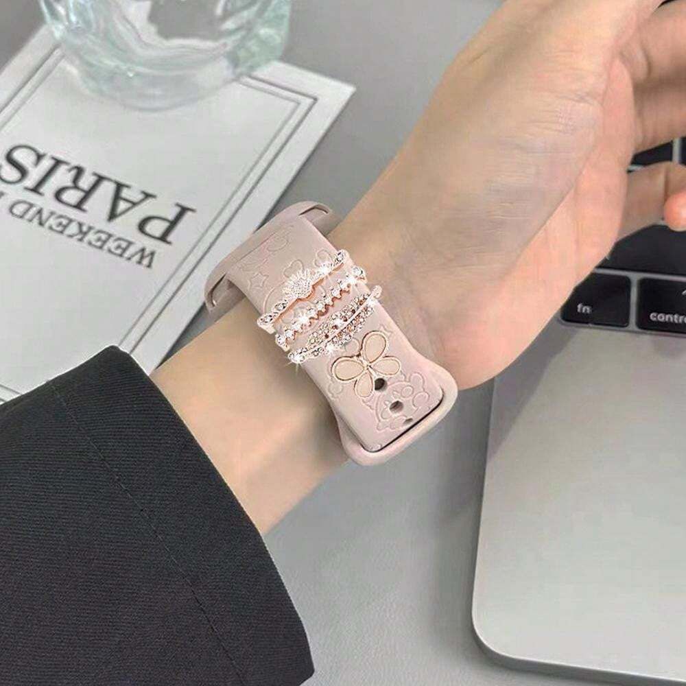 4pcs Watch Rhinestone Band Charm - Rose Gold_1