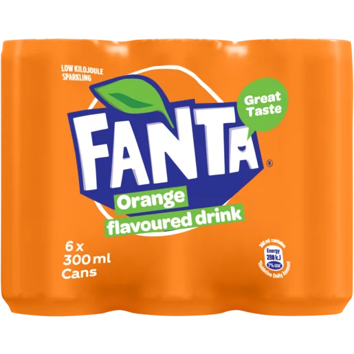 Fanta Orange Flavoured Soft Drink Cans 6 x 300ml_0