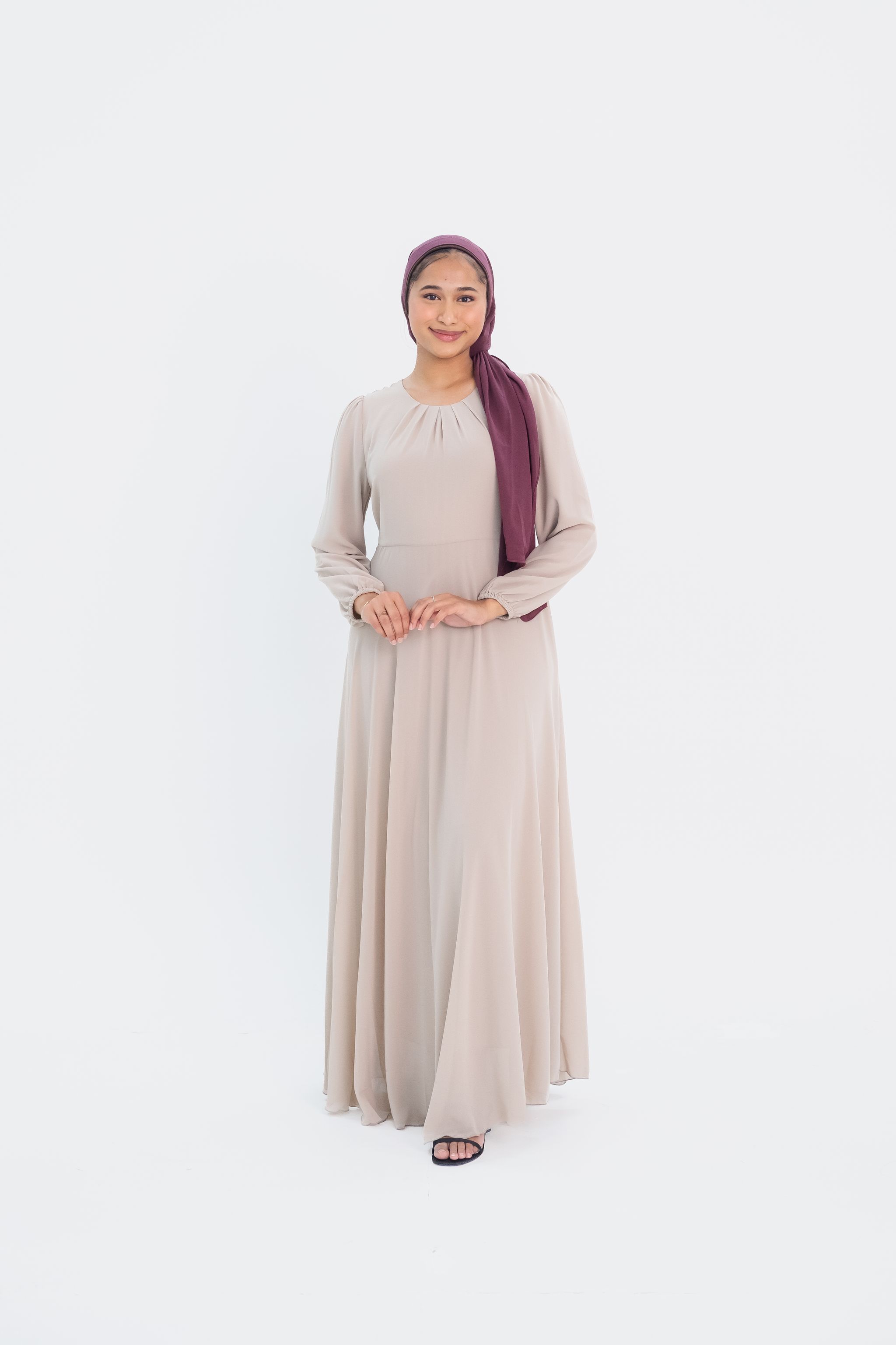 Chiffon Dress in Taupe_2