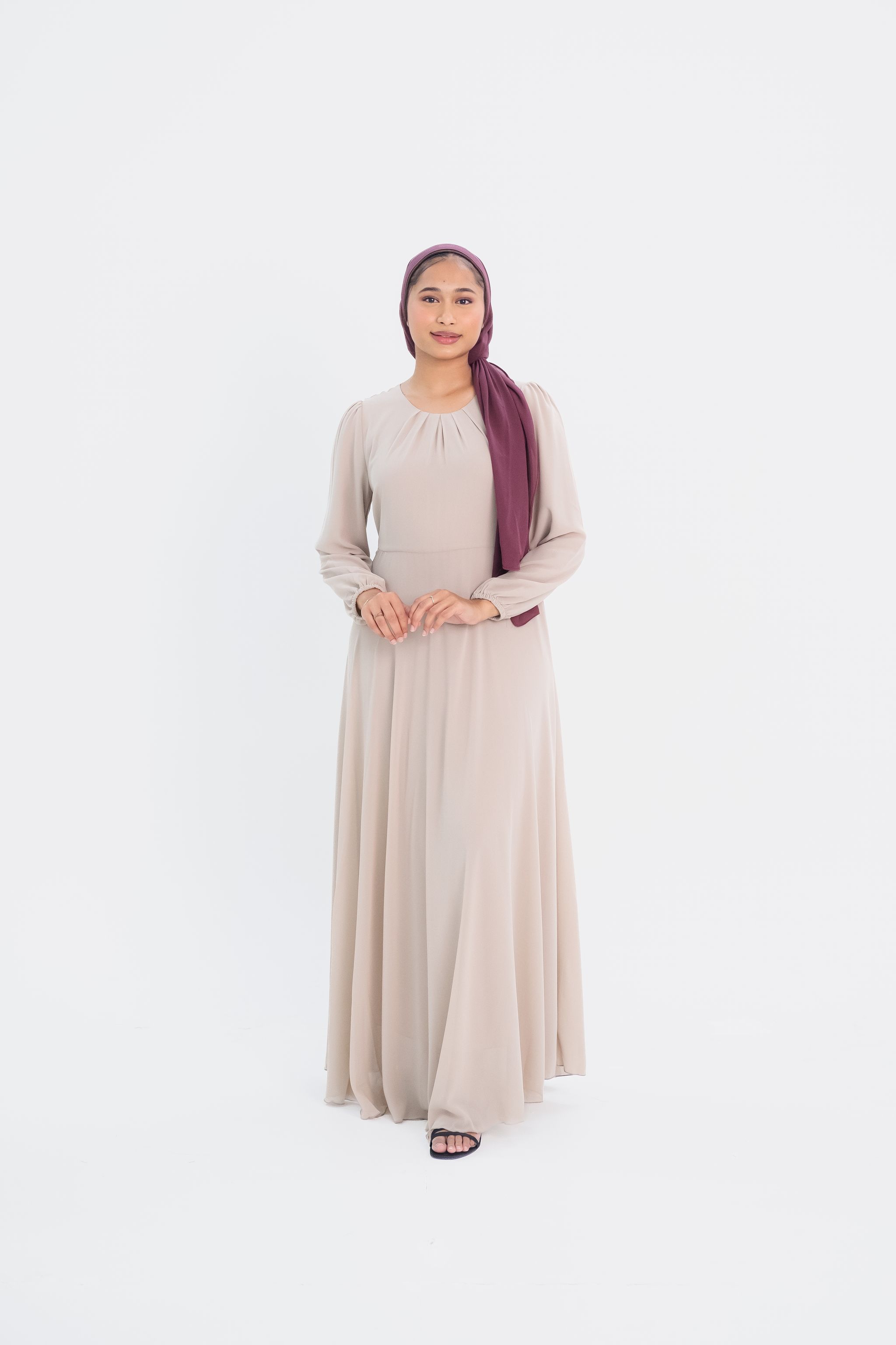 Chiffon Dress in Taupe_0