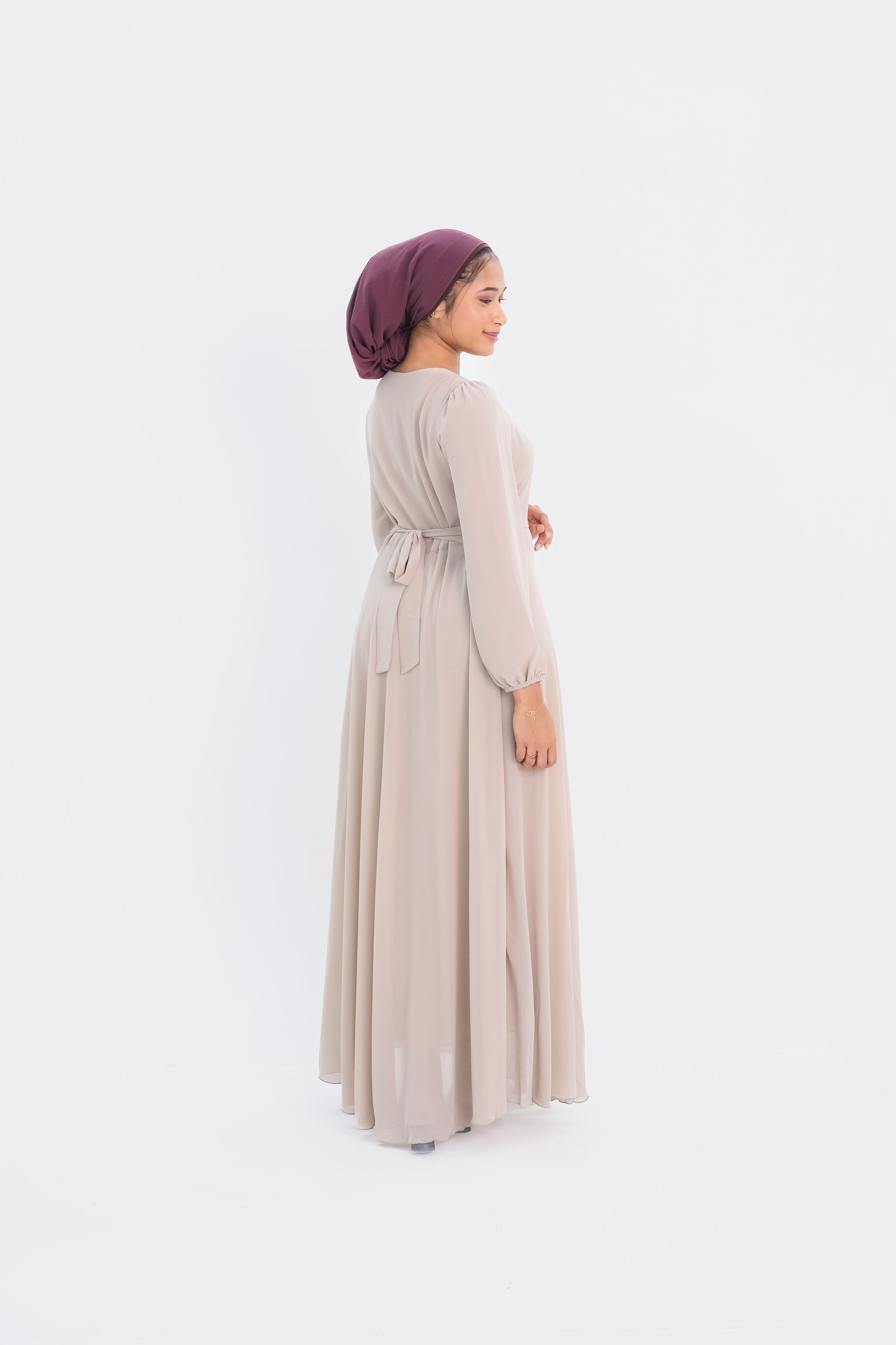 Chiffon Dress in Taupe_3