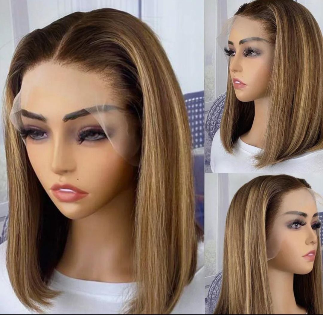 CBE_uk Highlight Straight Bob Wig 13X6X1 Lace Front Wigs For Women Ombre Blond Color Wigs Brazilian Remy Hair Short Bob human hair_0