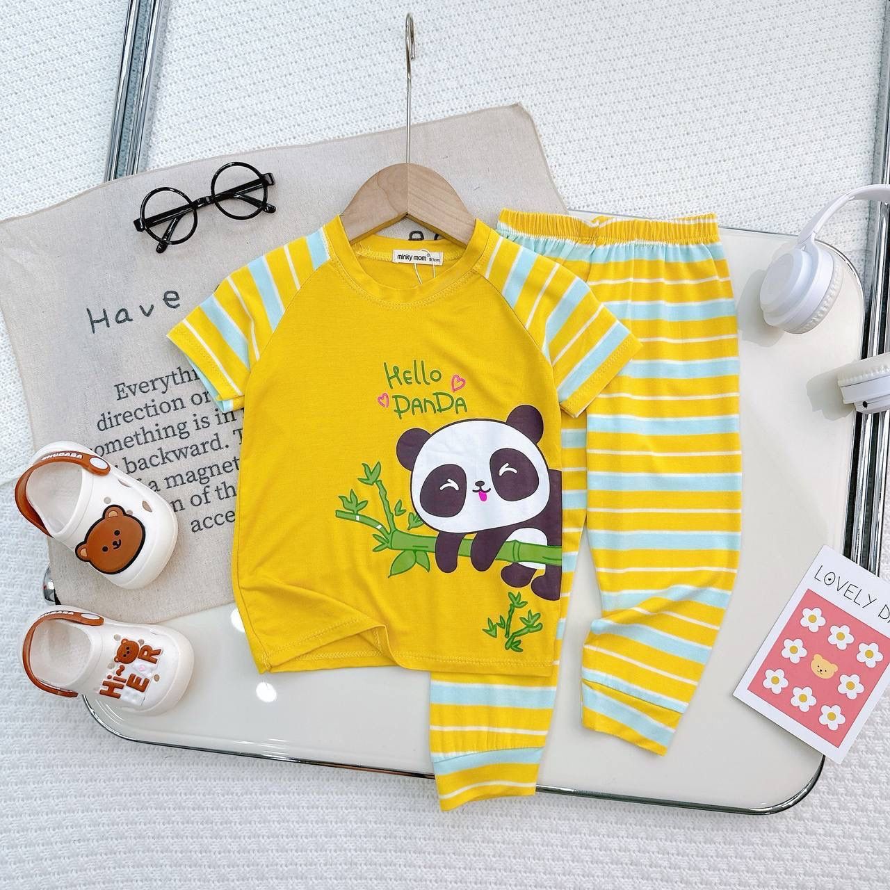 [73] Animal Short Sleeve Long Pants PJs Sets (80~120)_2