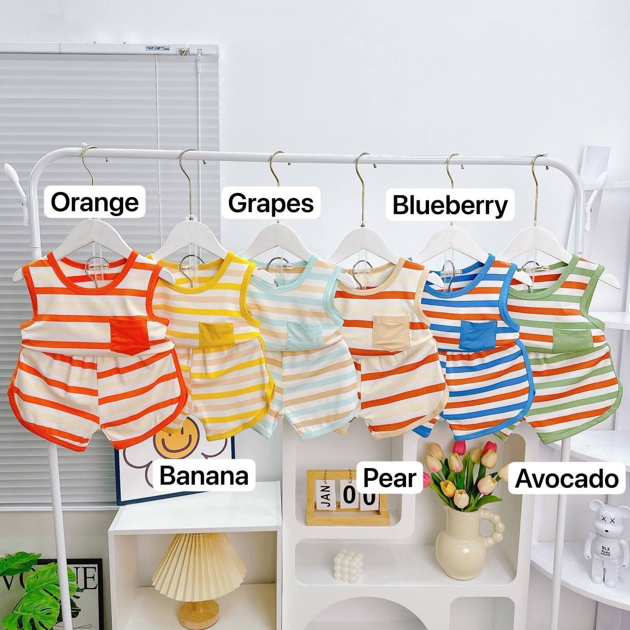 [68] Stripy Sleeveless Play Set (80~120)_1