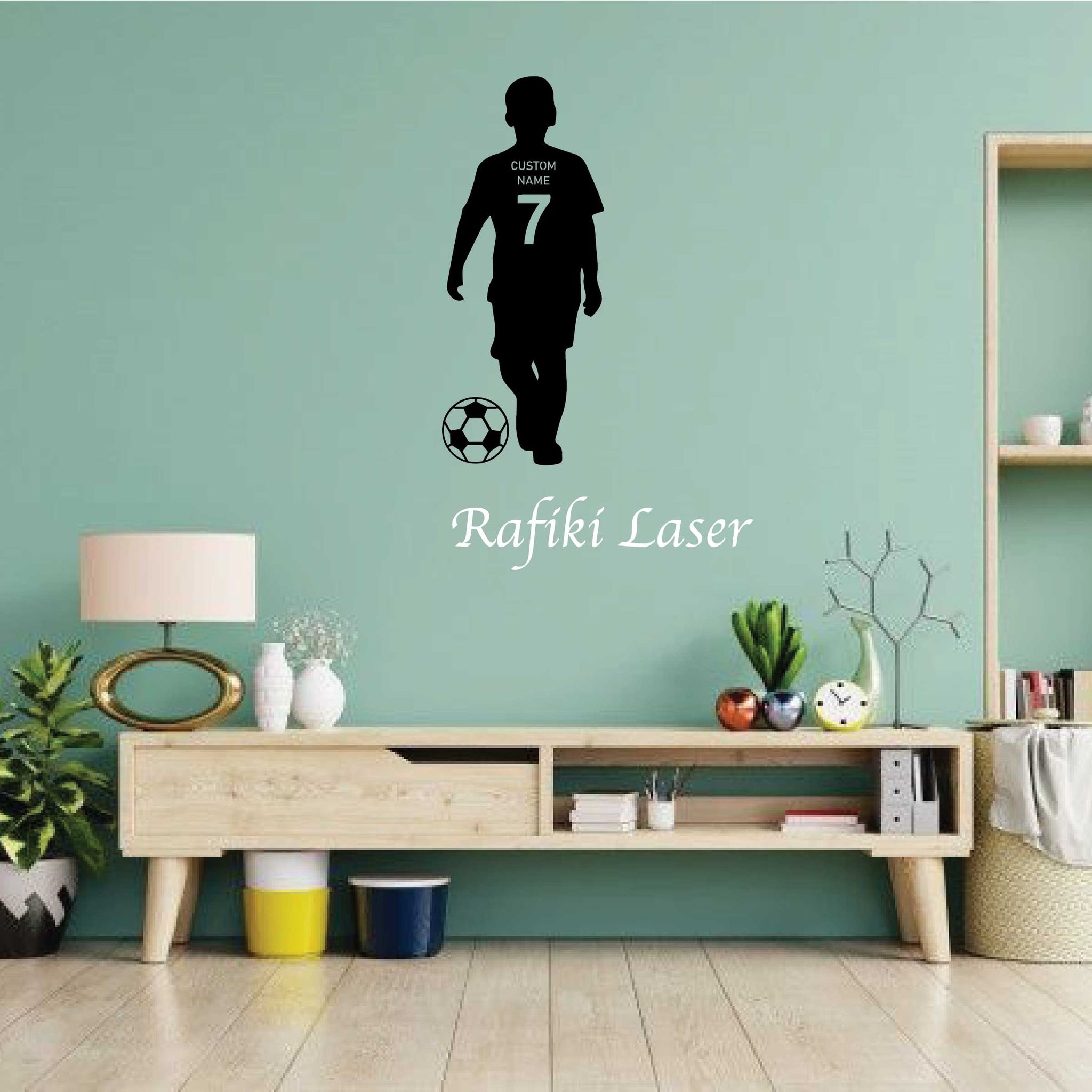Personalized Name and Number Soccer Player Metal Wall Art Decor_0