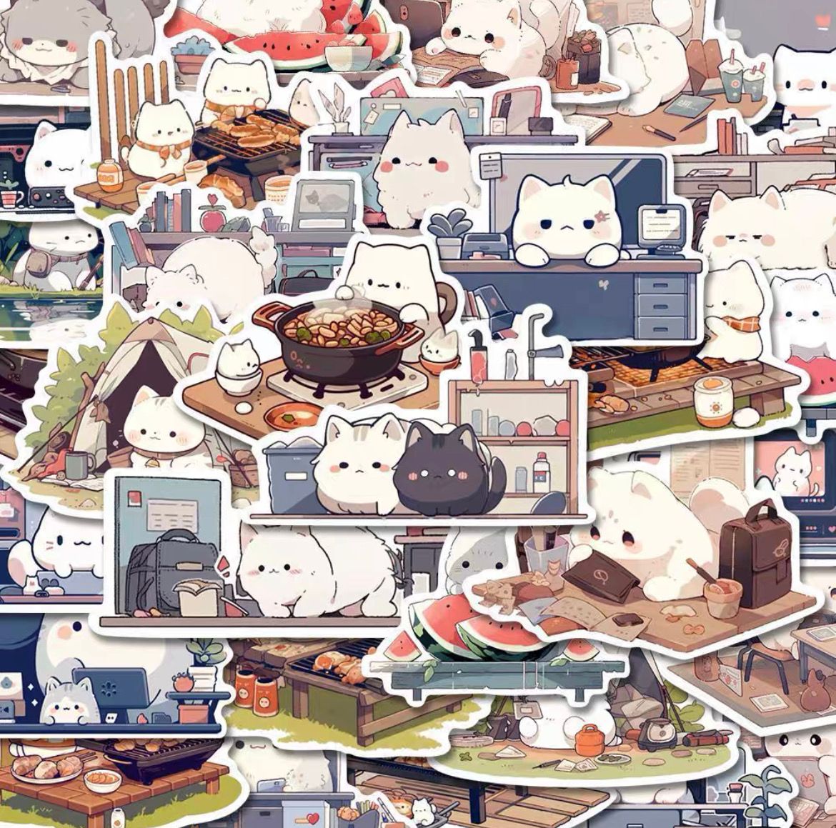 White Cat Stickers_0