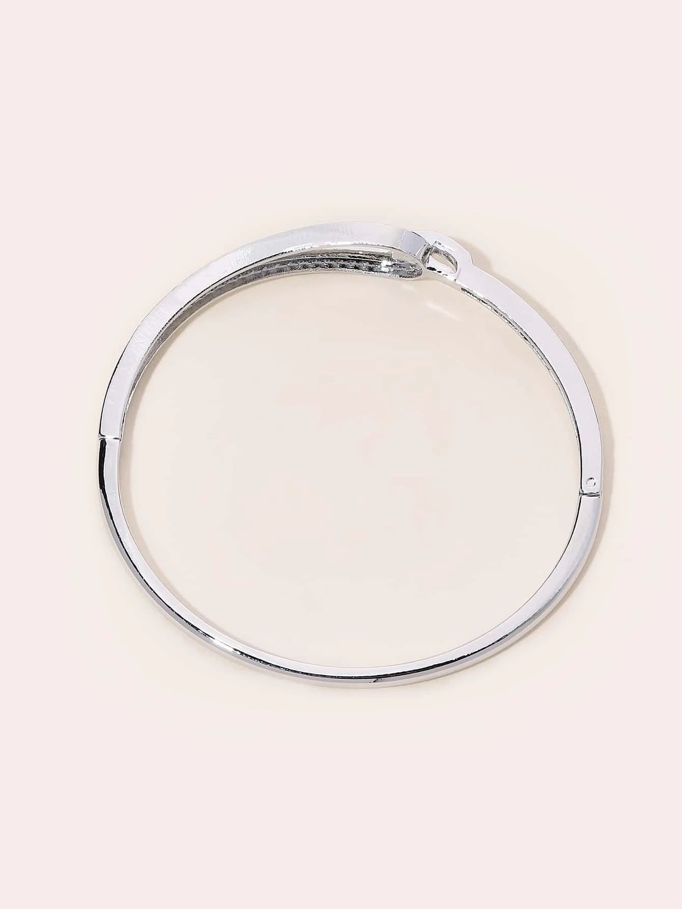 Cubic Zirconia Decor Bangle - Silver_2