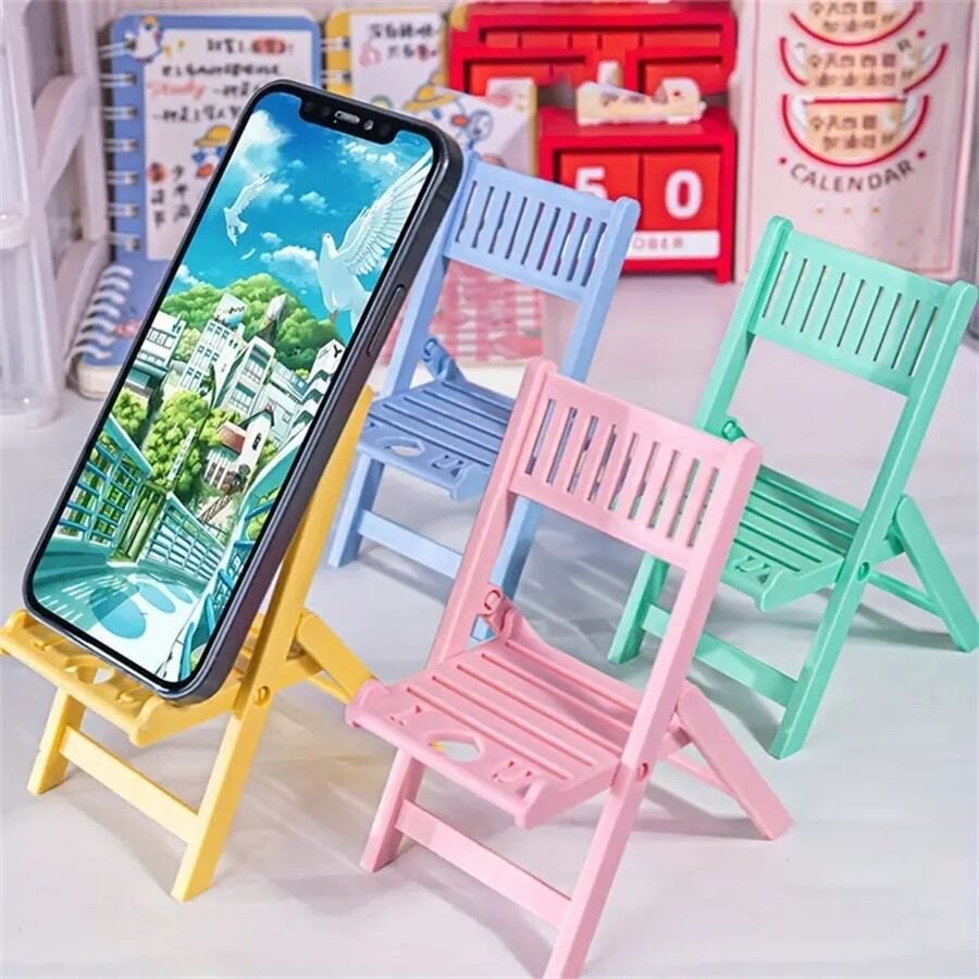 Chair Design Desktop Foldable Phone Holder - Pink_1