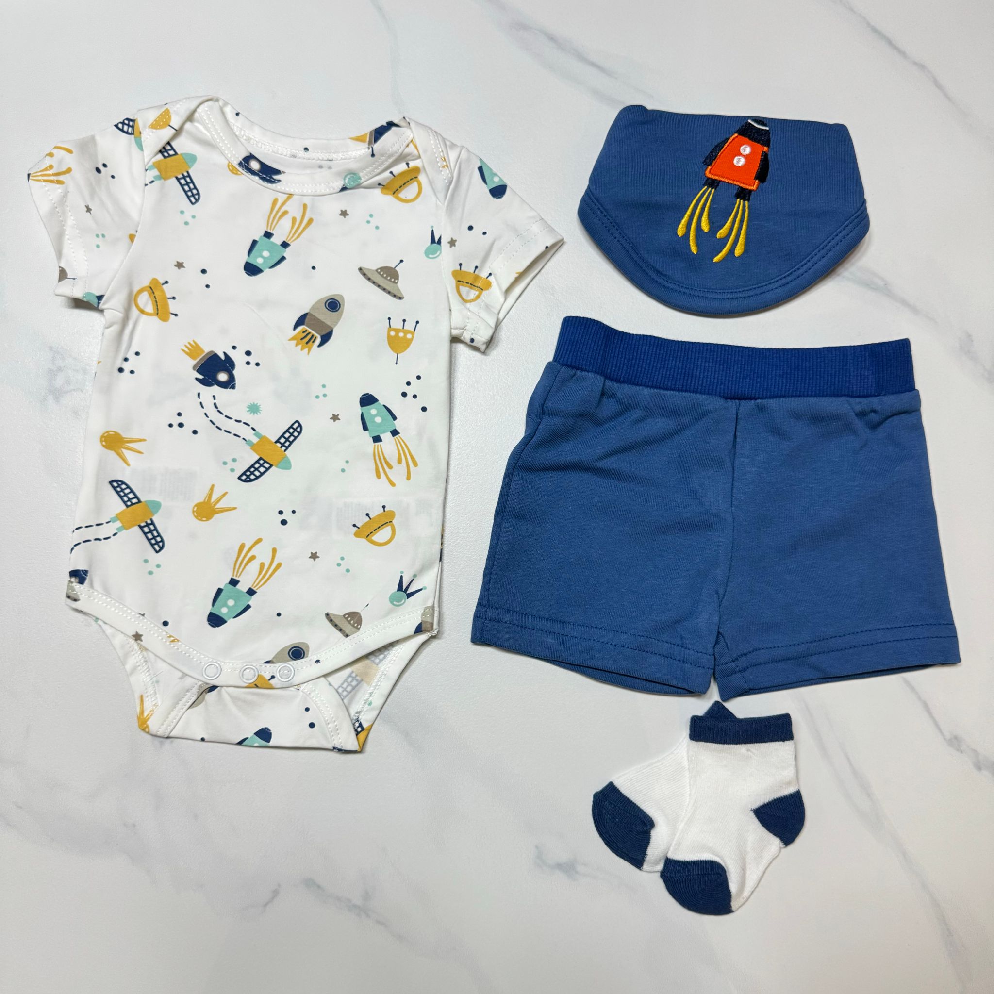 Rocket 4-Piece Short Sleeve Bodysuit Set (3M~12M)_0