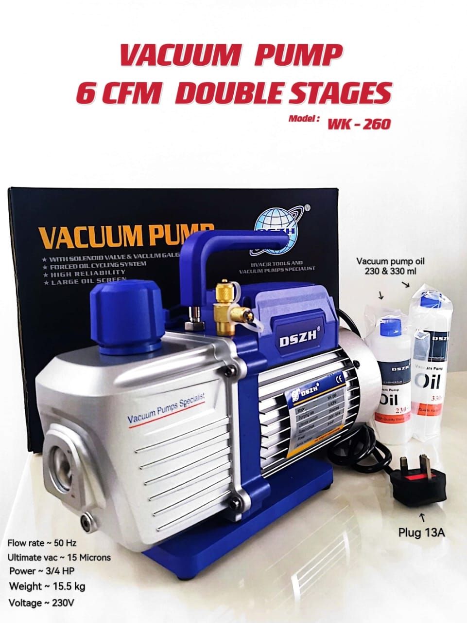 VACUUM PUMP 6 CFM DOUBLE STAGES (MODEL: WK - 260)_0