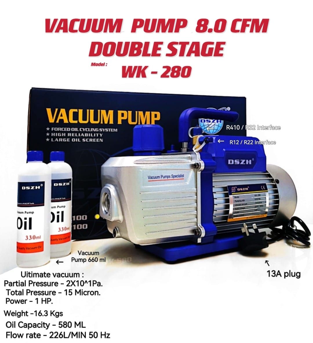 VACUUM PUMP 8.0 CFM DOUBLE STAGE (MODEL: WK - 280)_0