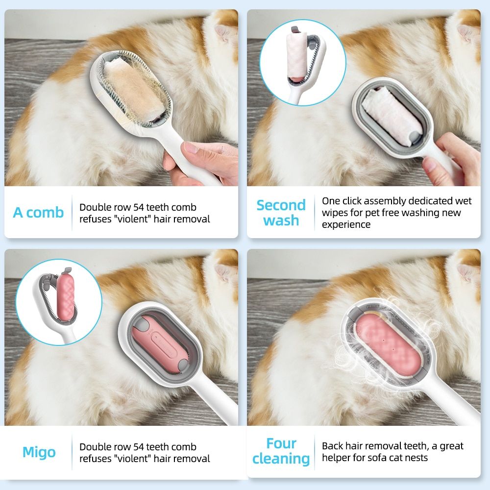 4 In 1 Pet Grooming Brush Cleaning Massage Remover Comb For Cat Dog General Supplies with Water Tank Pets Products Accessories_4