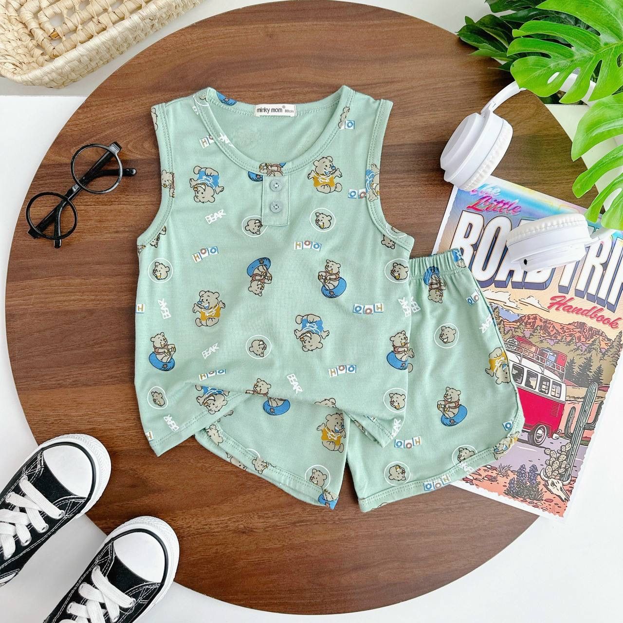 [98] Cartoon Printed Sleeveless Play Set (80~120)_3