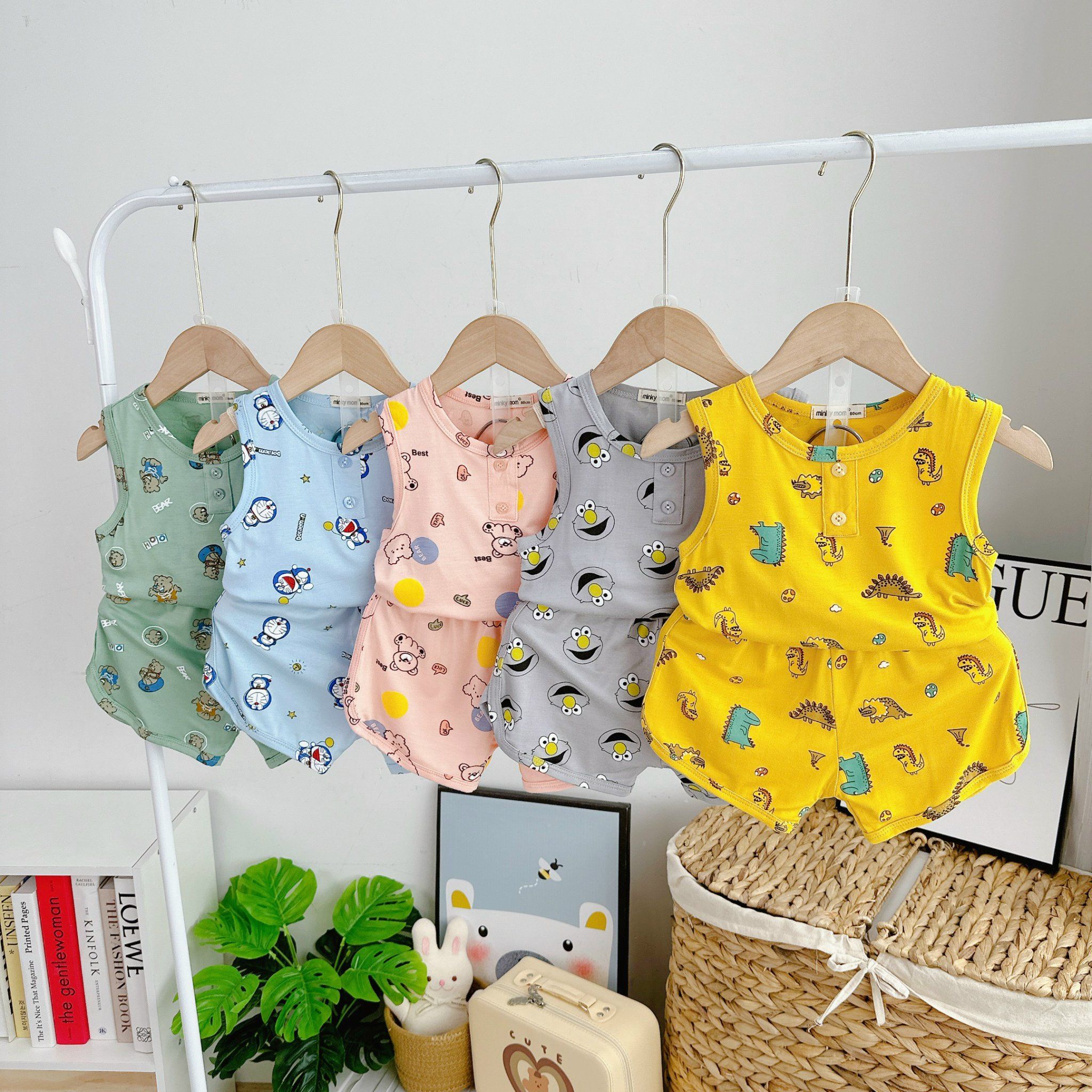 [98] Cartoon Printed Sleeveless Play Set (80~120)_0