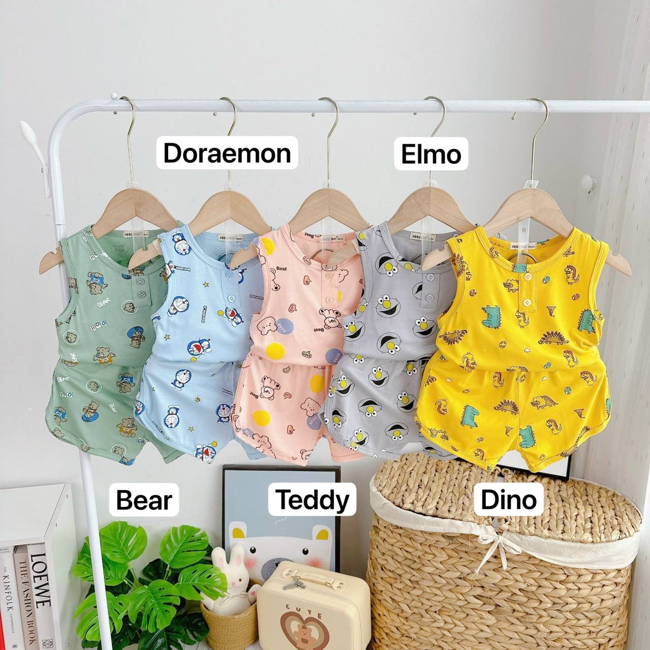 [98] Cartoon Printed Sleeveless Play Set (80~120)_2