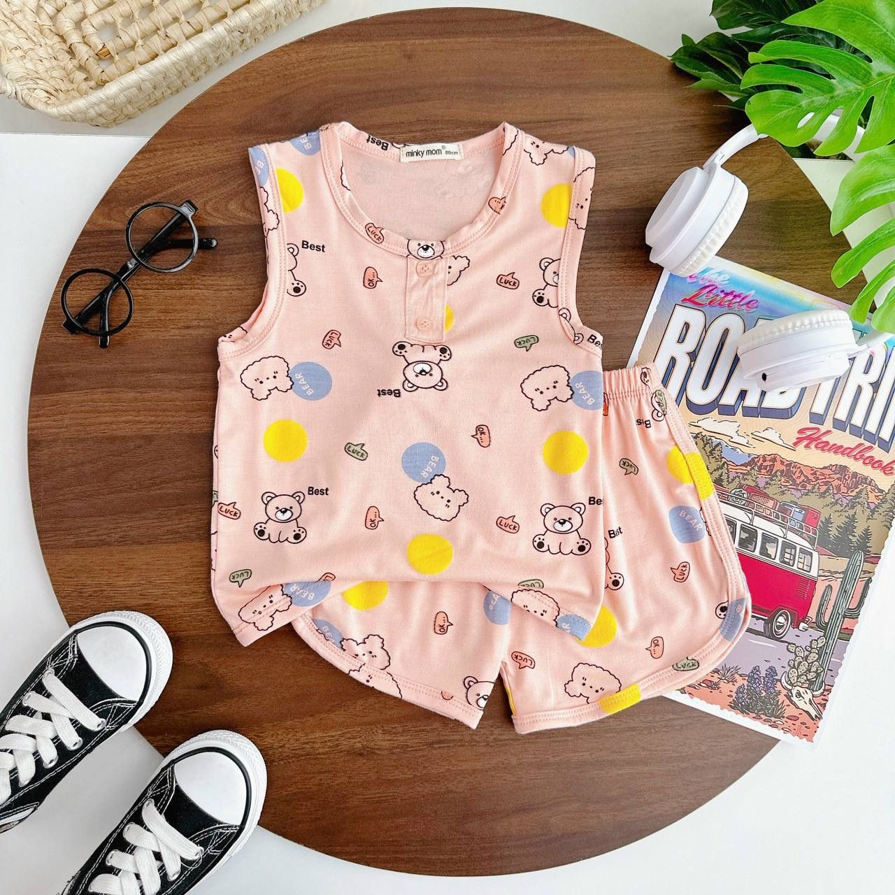 [98] Cartoon Printed Sleeveless Play Set (80~120)_5