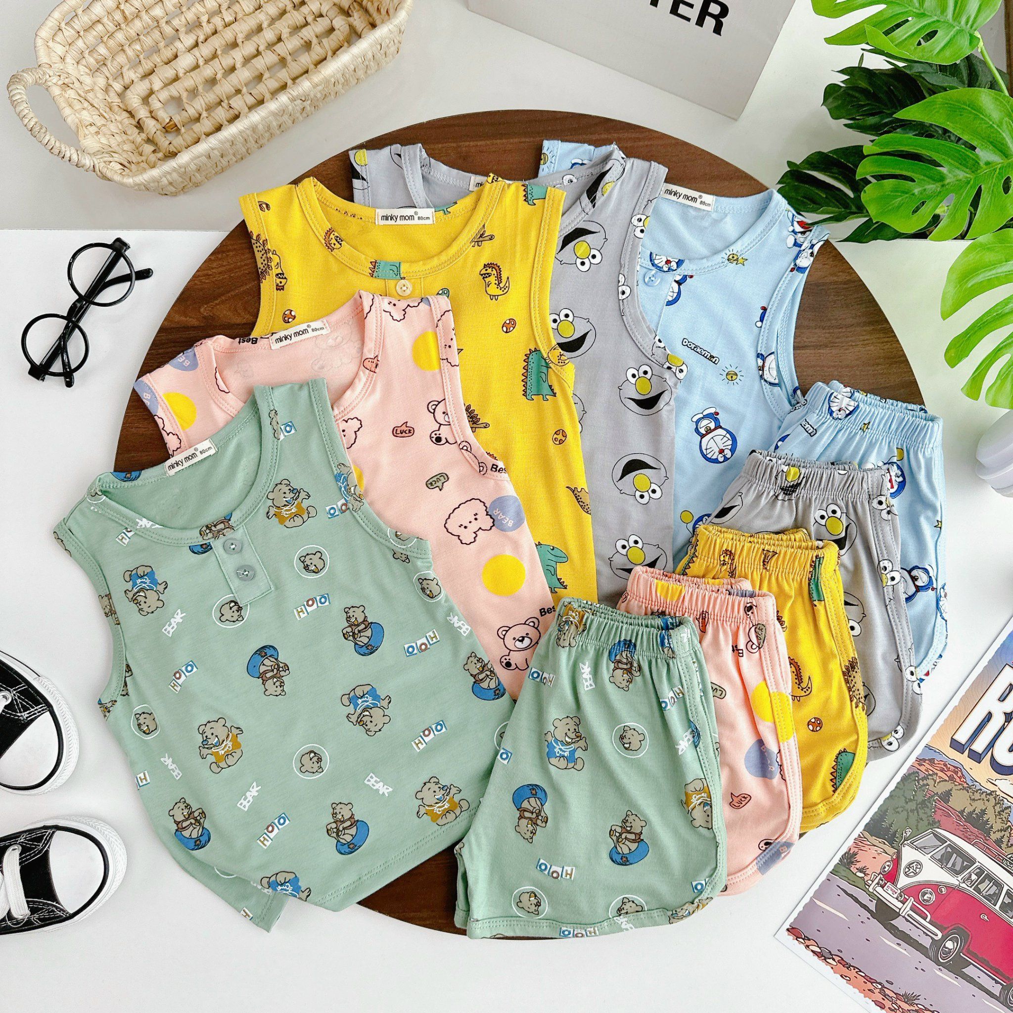 [98] Cartoon Printed Sleeveless Play Set (80~120)_1