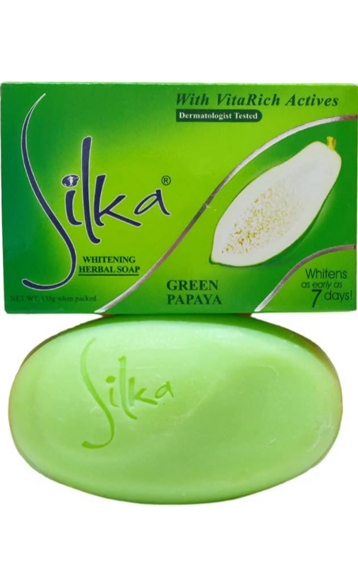 Silka Whitening Herbal Soap Green Papaya, 135G _2