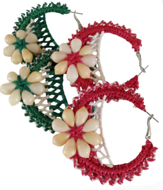 Women's handwoven earrings with seashells _0