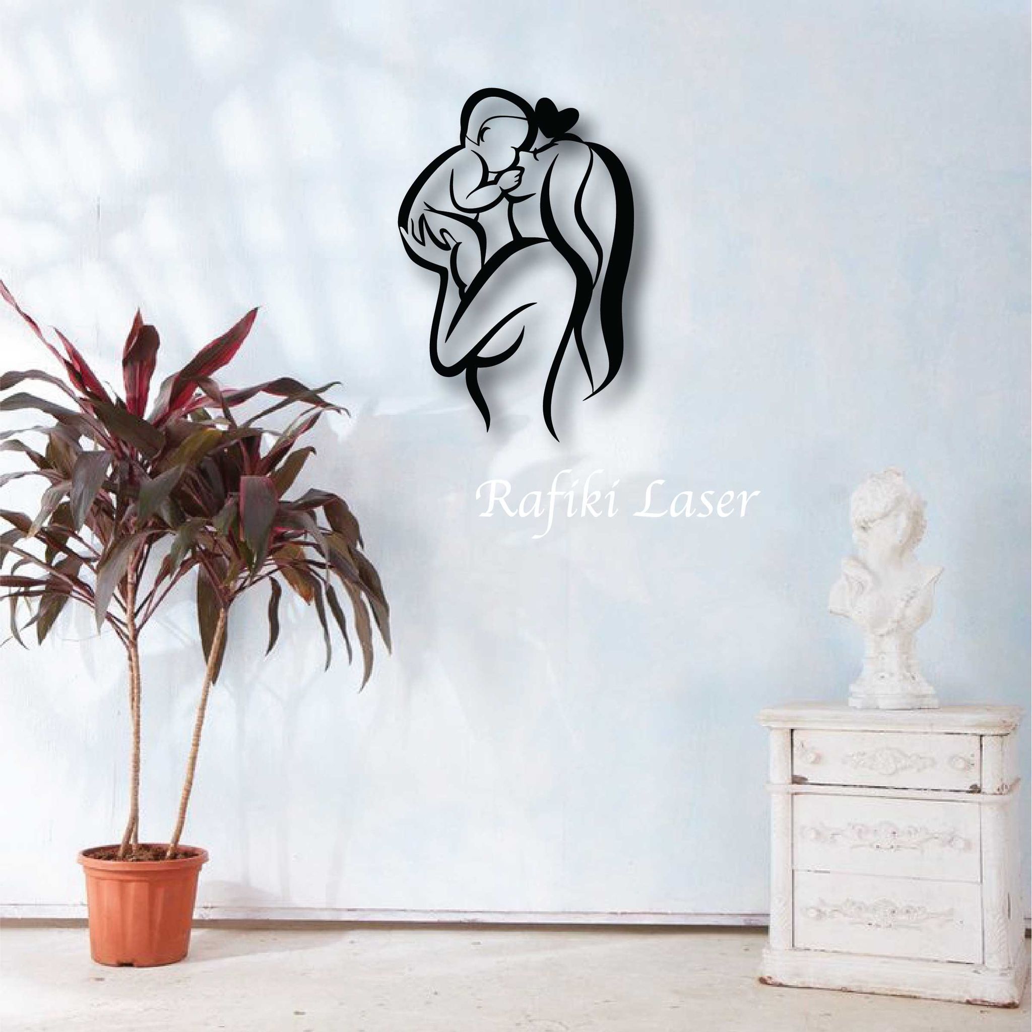 Mother and Baby Metal Wall Art Decor_0