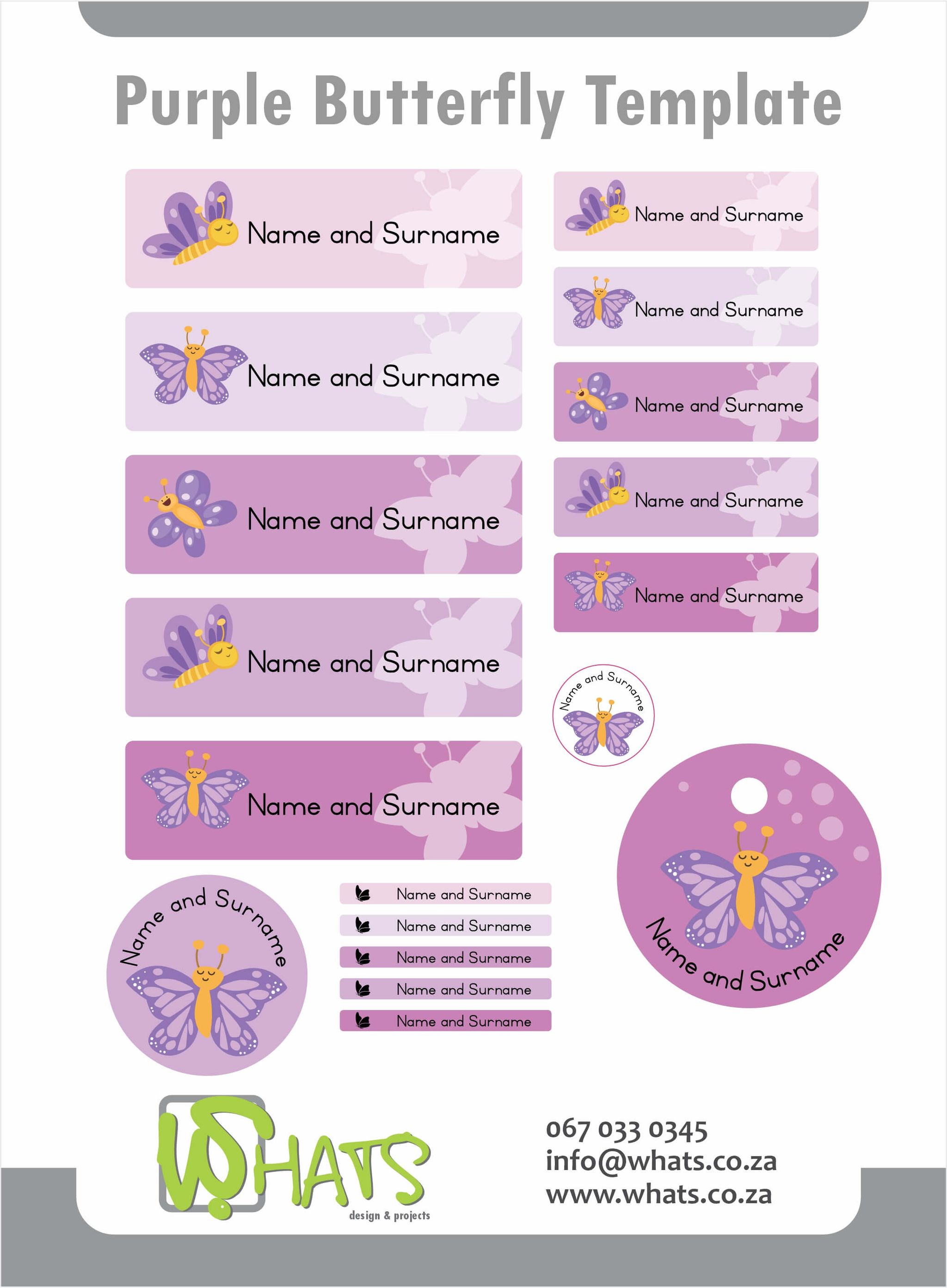 Sticker pack theme - Purple butterfly template _0