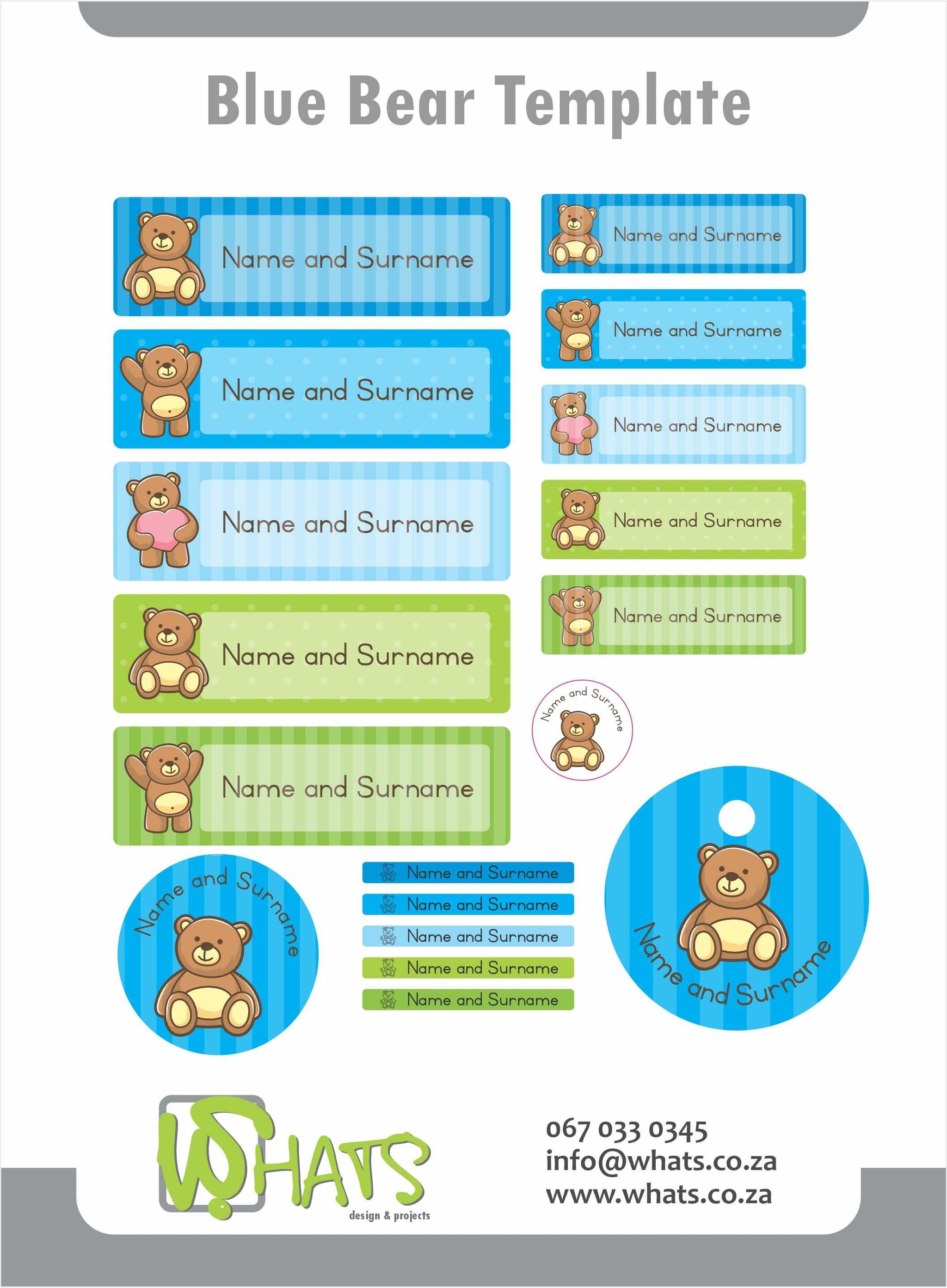 Sticker pack theme - Blue bear template _0