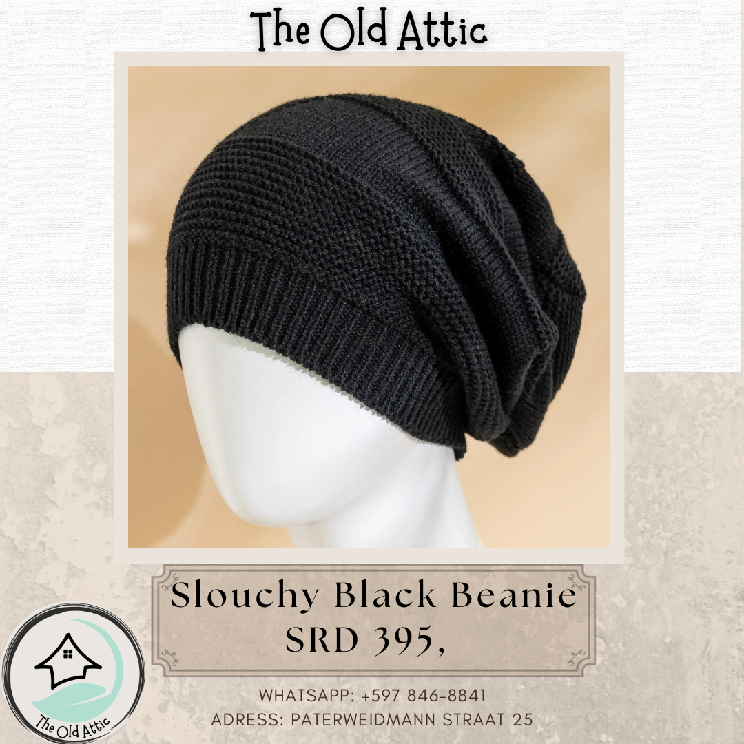 Slouchy Black Beanie_0