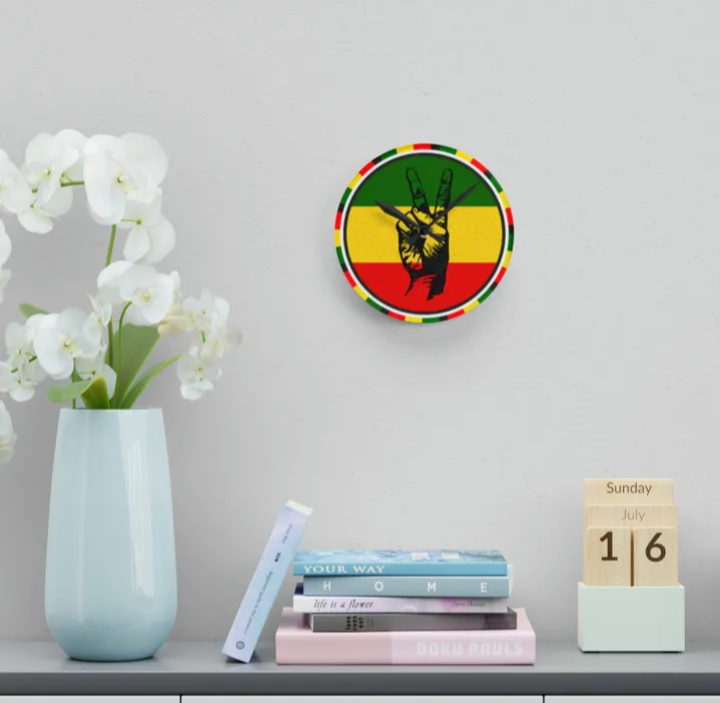 Acrylic Wall Clock Rastafarian_2