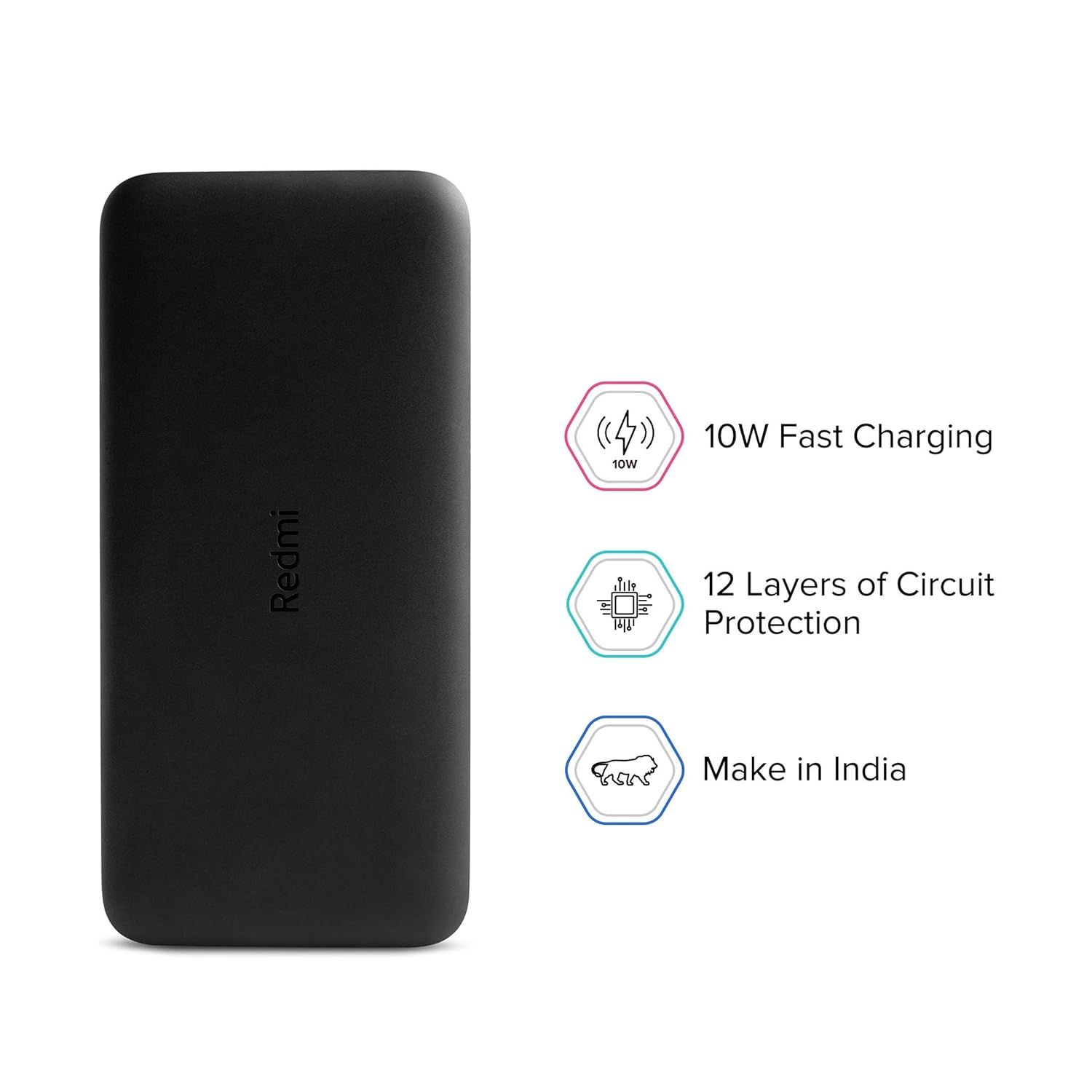 Xiaomi Redmi ‎PB100LZM Lithiumpolymer 10000 Mah Fast Charging Slim PowerBank (Black, 10W Fast Charging, Dual Ports)_1