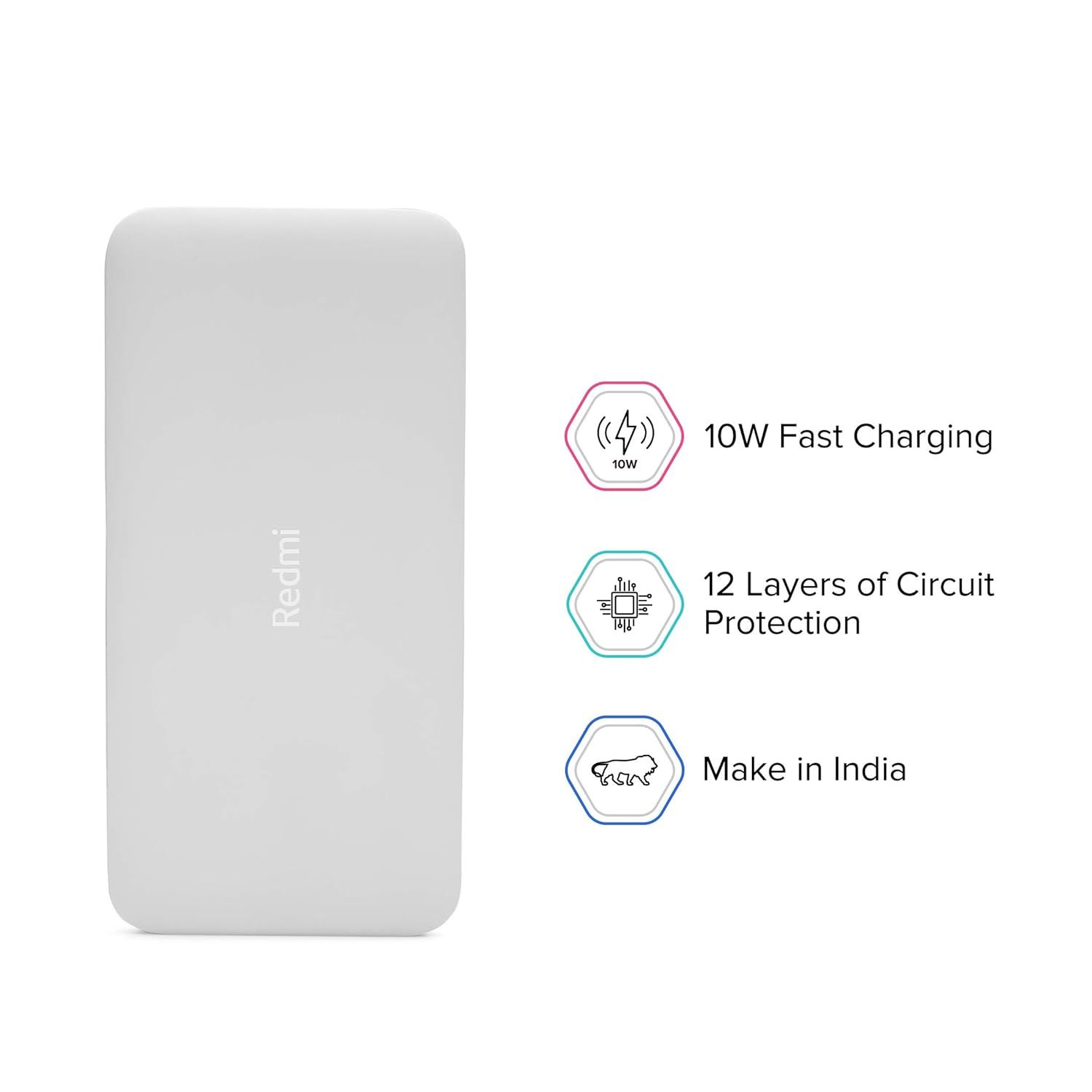 Xiaomi Redmi ‎PB100LZM Lithium Polymer 10000 Mah Fast Charging Slim PowerBank (White, 10W Fast Charging, Dual Ports)_1